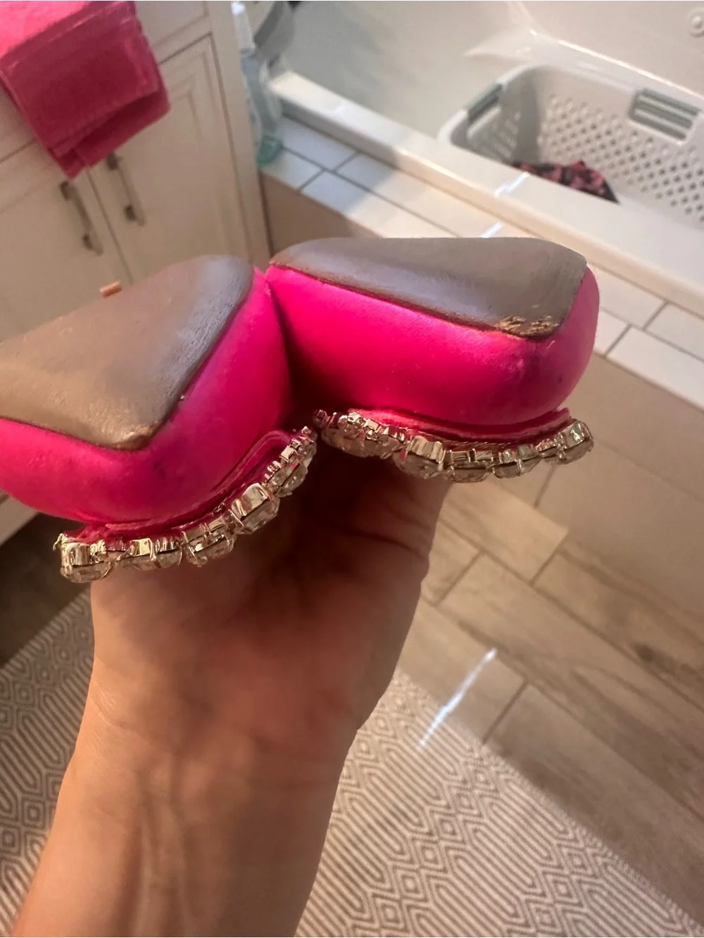 Badgley Mischka Hot Pink Crystal-Embellished Pointed Toe Pumps - Picture 11 of 12